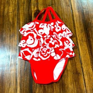 Gymboree Red Floral Baby 6-12 months Swimsuit NWOT